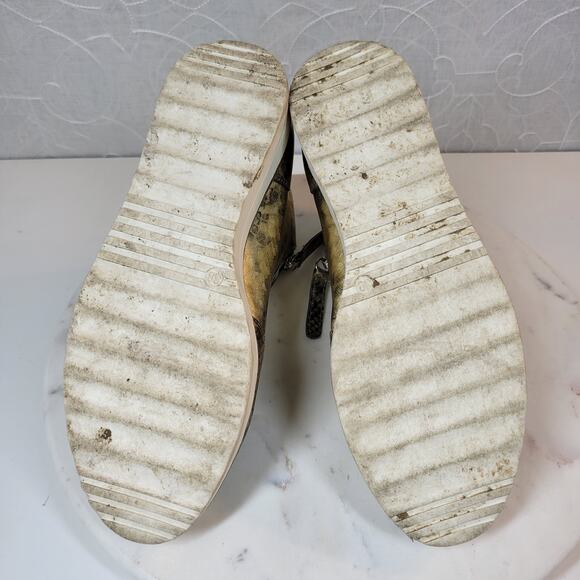 SILENT D Anthro OHMY Booties EU 38 US 7.5 Gold Leather Snakeskin Zipper Ankle - Picture 9 of 14